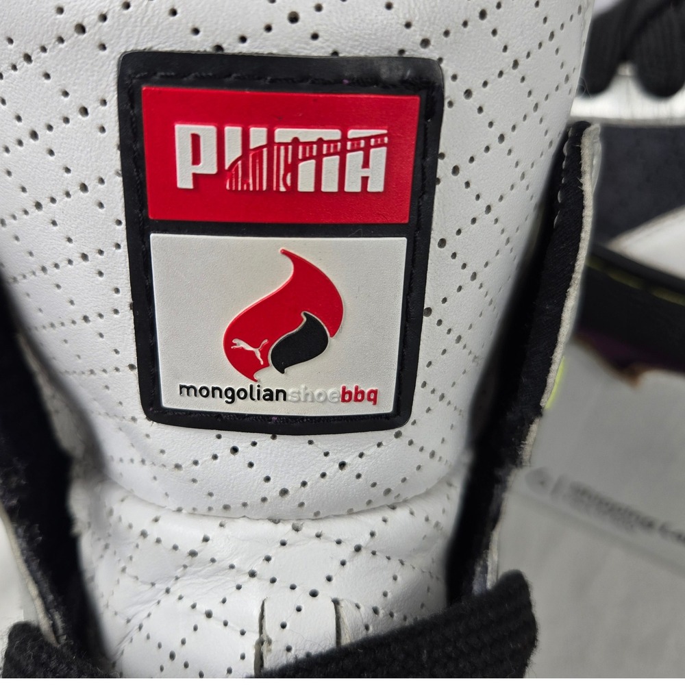 Puma Black and White High-Top Sneakers with Neon Yellow Eyelets - Picture 5 of 8